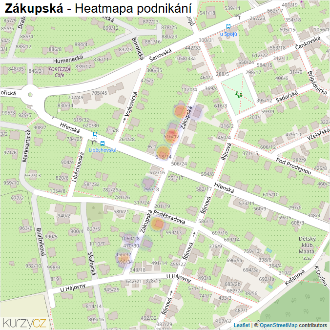 Mapa Zákupská - Firmy v ulici.