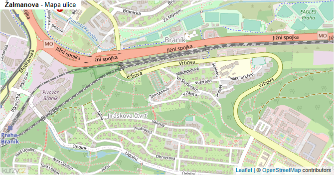 Žalmanova - mapa ulice