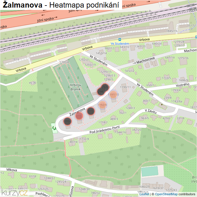 Mapa Žalmanova - Firmy v ulici.