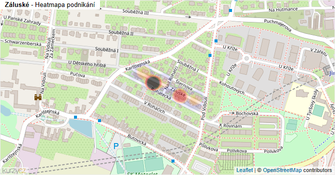 Záluské - mapa podnikání