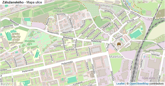 Zálužanského - mapa ulice