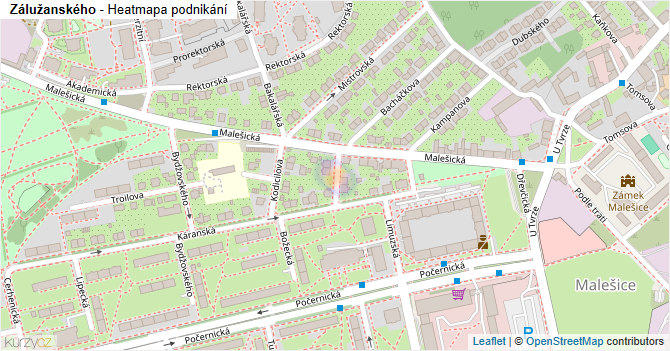 Zálužanského - mapa podnikání