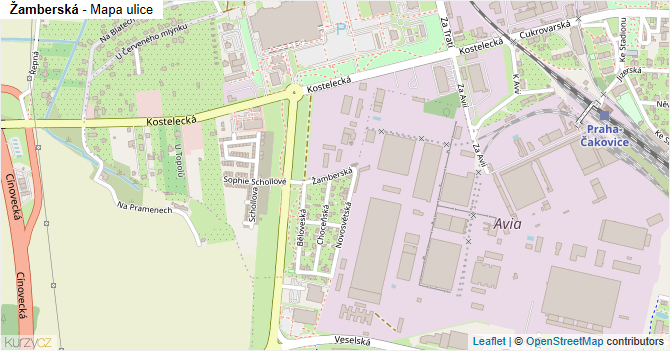 Žamberská - mapa ulice