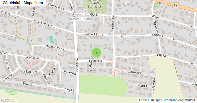 Zámělská - mapa firem