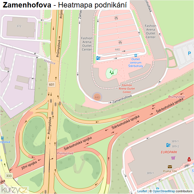 Mapa Zamenhofova - Firmy v ulici.