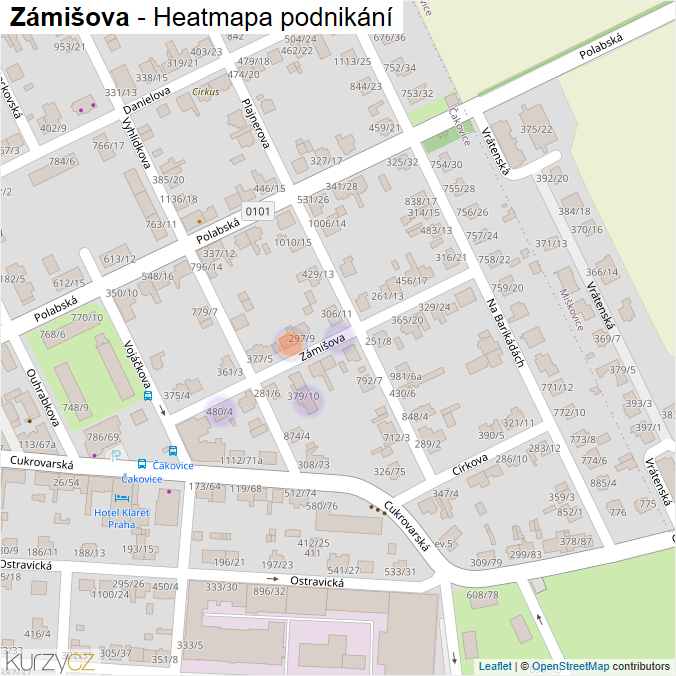 Mapa Zámišova - Firmy v ulici.