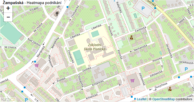 Žampašská - mapa podnikání