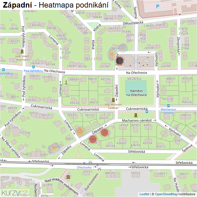 Mapa Západní - Firmy v ulici.