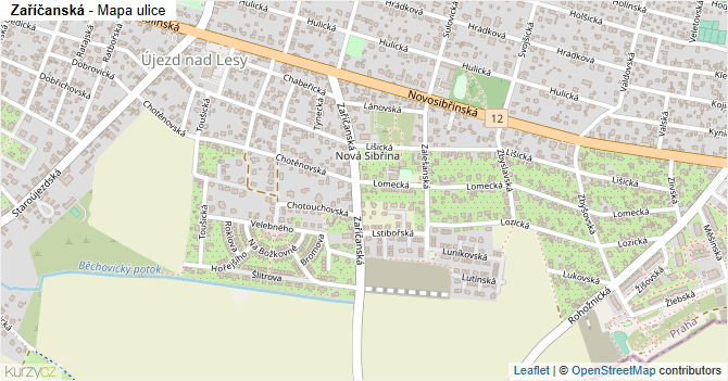Zaříčanská - mapa ulice
