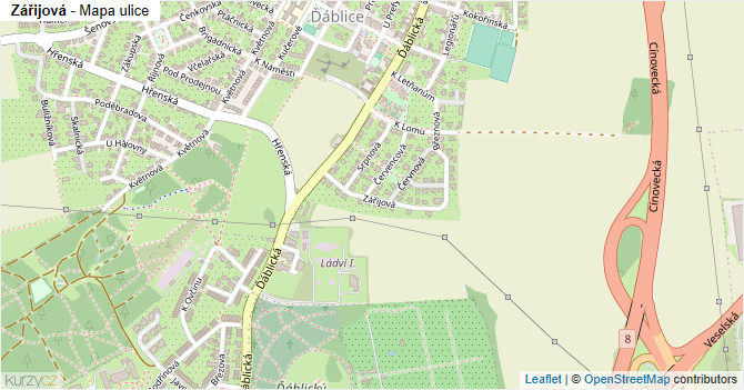 Zářijová - mapa ulice