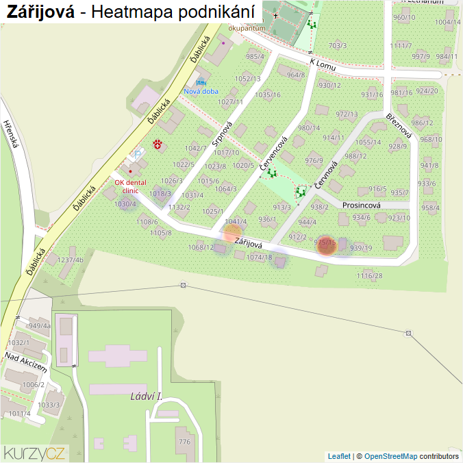 Mapa Zářijová - Firmy v ulici.
