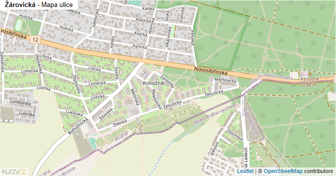 Žárovická - mapa ulice
