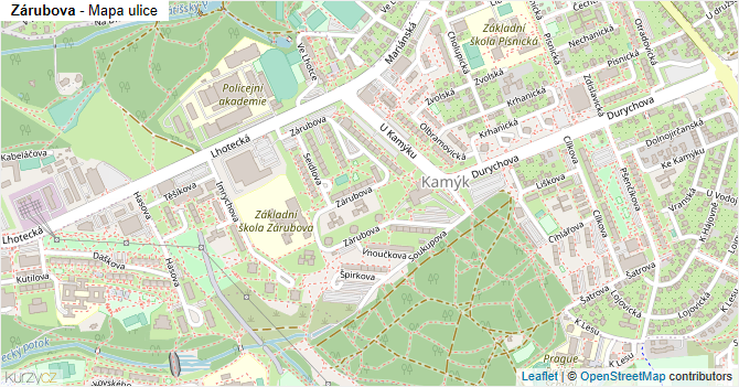 Zárubova - mapa ulice