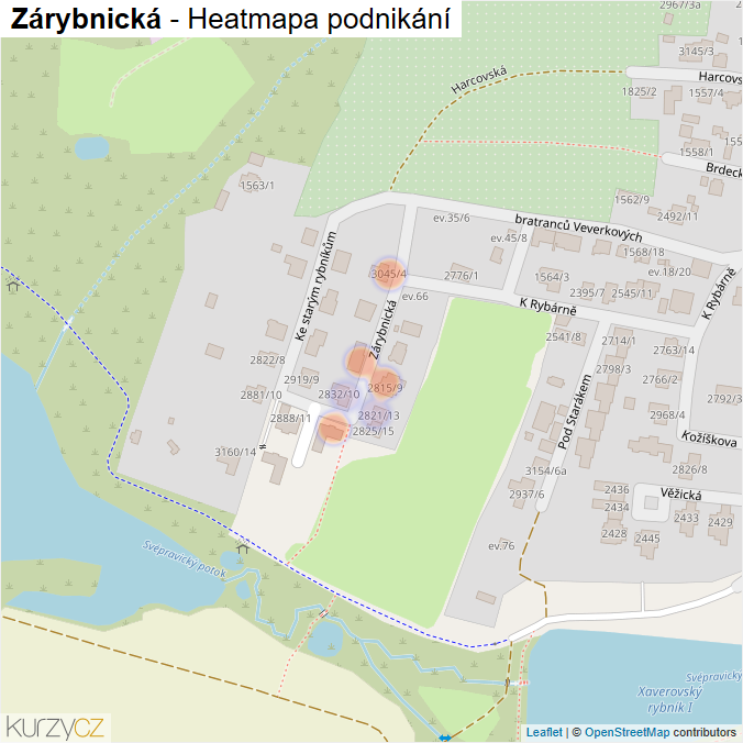 Mapa Zárybnická - Firmy v ulici.
