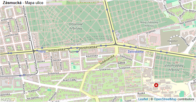 Zásmucká - mapa ulice
