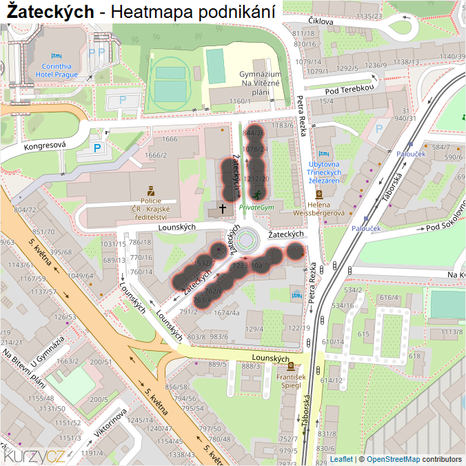 Mapa Žateckých - Firmy v ulici.