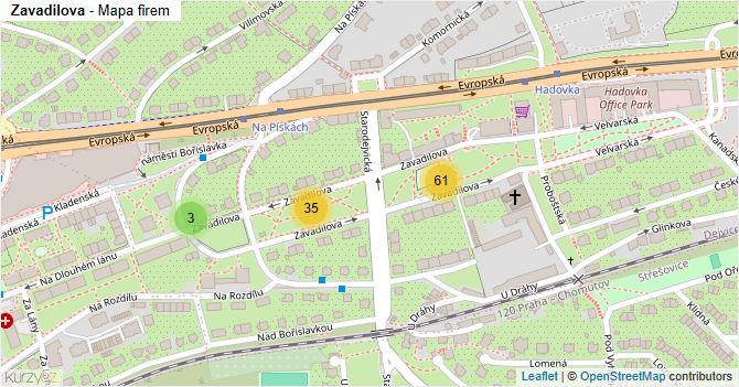 Zavadilova - mapa firem