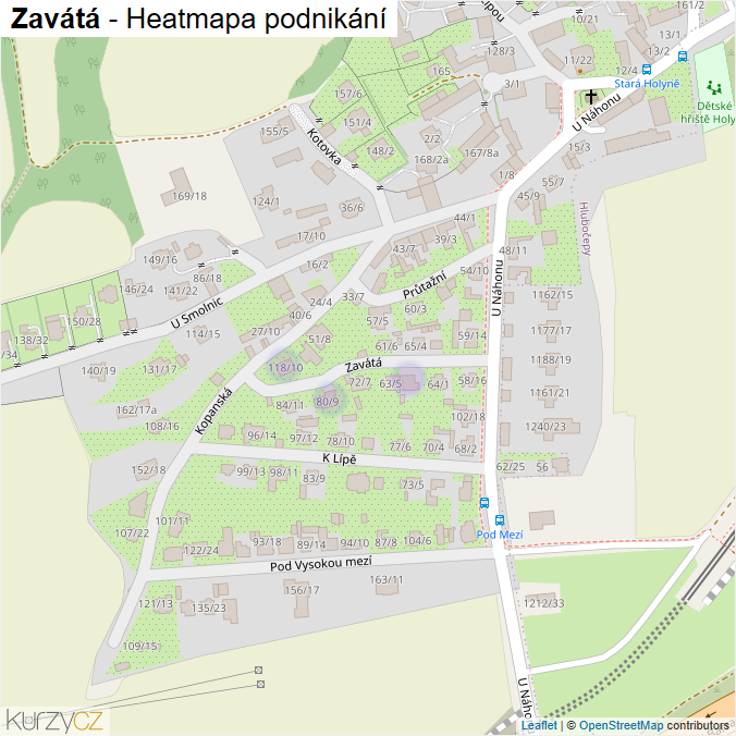 Mapa Zavátá - Firmy v ulici.
