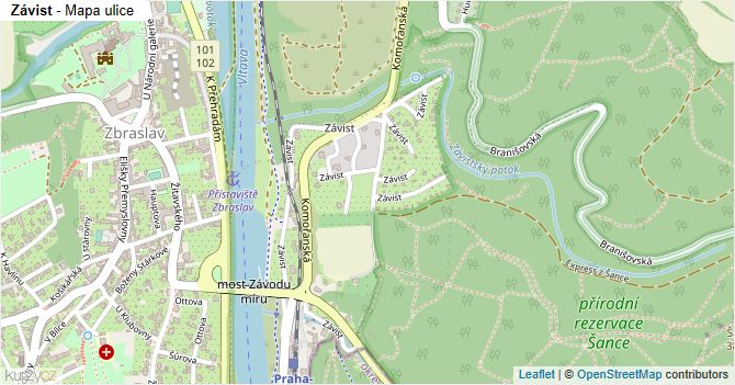 Závist - mapa ulice