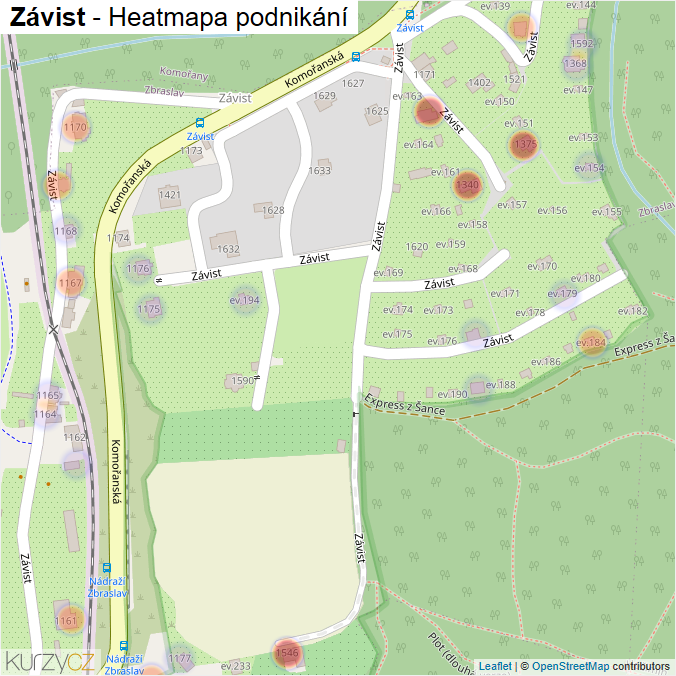Mapa Závist - Firmy v ulici.