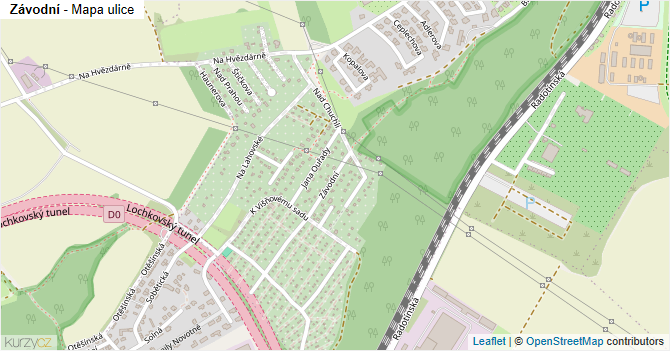Závodní - mapa ulice