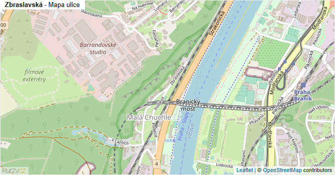 Zbraslavská - mapa ulice