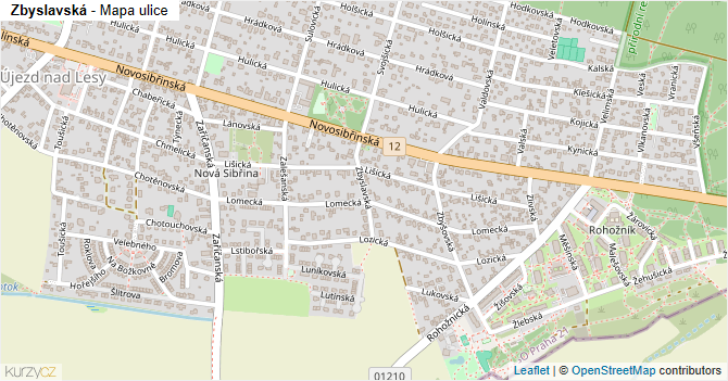 Zbyslavská - mapa ulice
