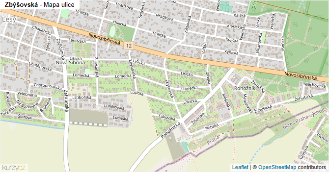 Zbýšovská - mapa ulice