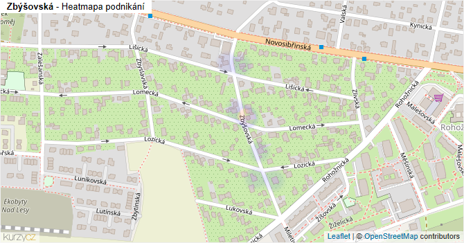 Zbýšovská - mapa podnikání