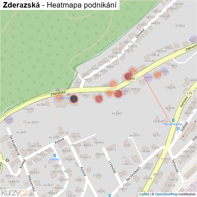 Mapa Zderazská - Firmy v ulici.