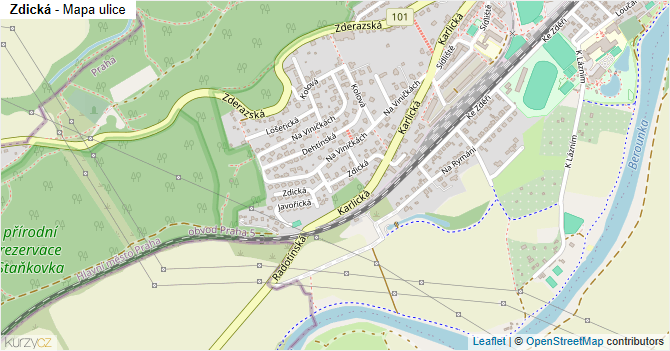 Zdická - mapa ulice