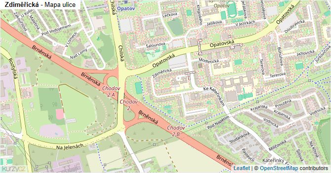 Zdiměřická - mapa ulice
