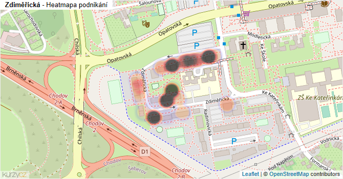 Zdiměřická - mapa podnikání