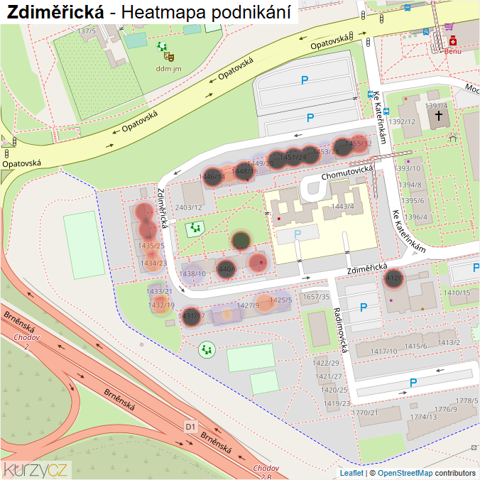 Mapa Zdiměřická - Firmy v ulici.