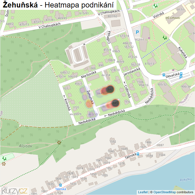 Mapa Žehuňská - Firmy v ulici.