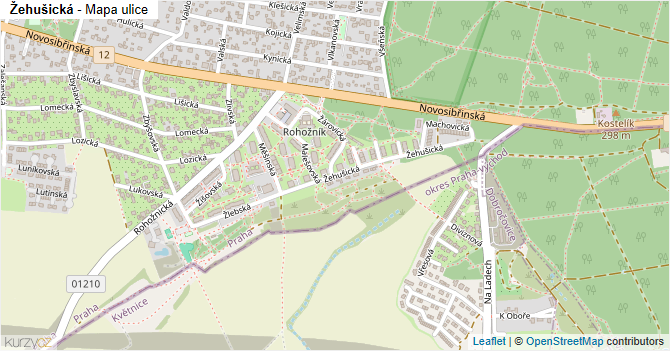 Žehušická - mapa ulice