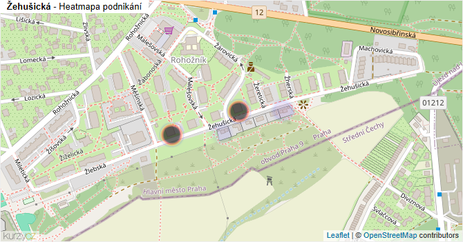 Žehušická - mapa podnikání