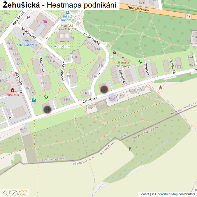 Mapa Žehušická - Firmy v ulici.