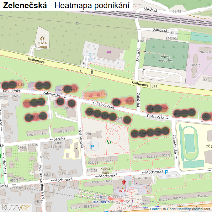 Mapa Zelenečská - Firmy v ulici.