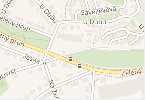 Zelený pruh v obci Praha - mapa ulice