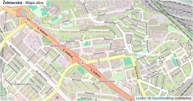 Želetavská - mapa ulice