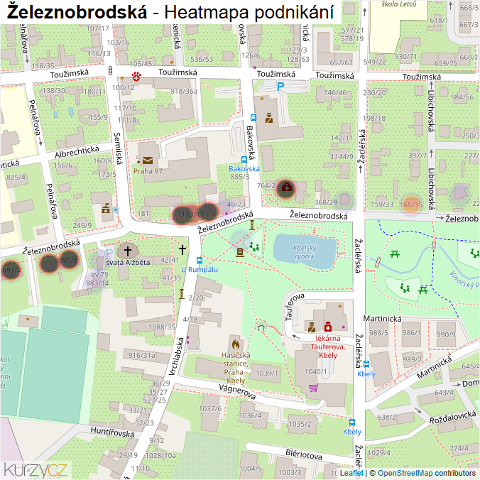 Mapa Železnobrodská - Firmy v ulici.