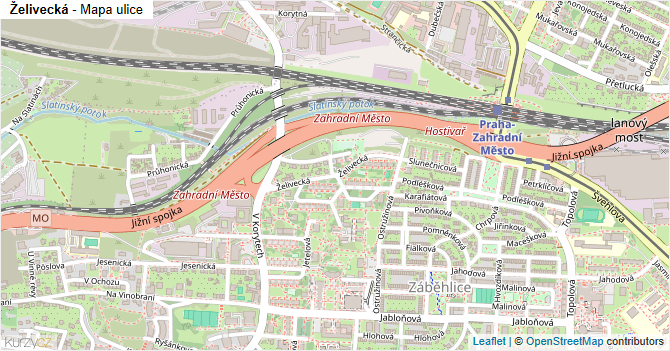 Želivecká - mapa ulice