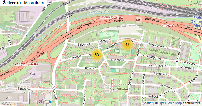 Želivecká - mapa firem