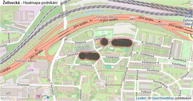 Želivecká - mapa podnikání