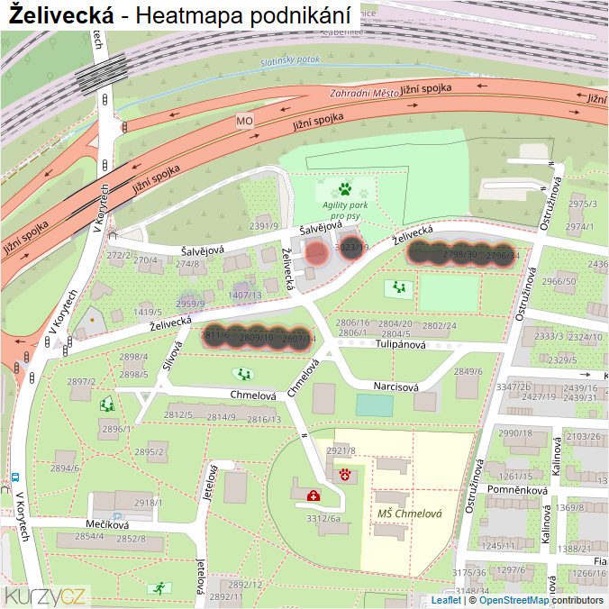 Mapa Želivecká - Firmy v ulici.