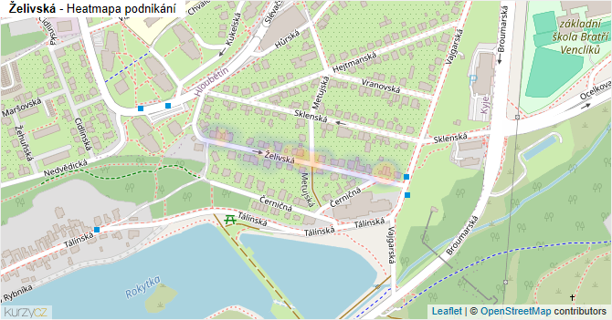 Želivská - mapa podnikání