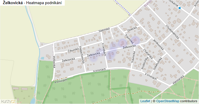 Želkovická - mapa podnikání