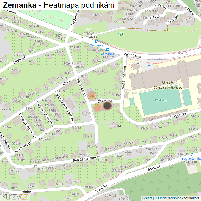 Mapa Zemanka - Firmy v ulici.