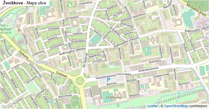 Ženíškova - mapa ulice